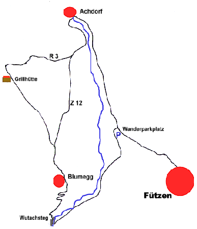 Wanderkarte Ftzen - Blumegg - Achdorf - Ftzen